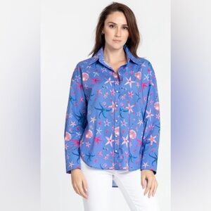 NWT HINSON WU Larissa Long Sleeve Seashell Print Shirt